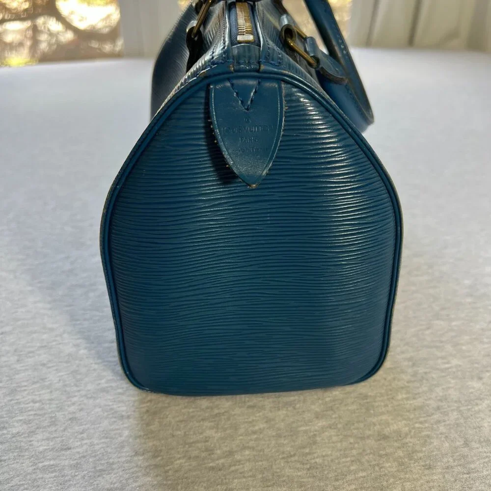 Vintage Louis Vuitton Toledo Blue Epi Leather Speedy 25 Handbag France Auth - Picture 3 of 16